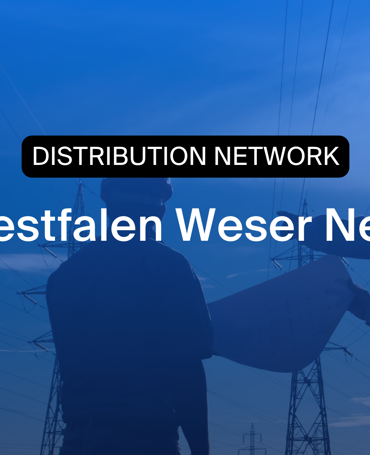 Silhouettes of technicians working in the power distribution network with the Westfalen Weser Netz branding, illustrating how the company enhances time tracking, HR controlling and workforce scheduling using Timegrip.